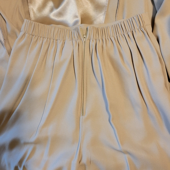 R.J. & CO vintage women's Tan satin trim pants suit 3 piece set size 8 - Picture 12 of 16